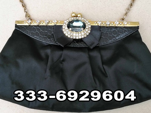 BORSA BORSETTA DONNA MARIO BOLOGNA IN TESSUTO TIPO RASO NERO BAGUETTE BAG - Foto 3 di 6