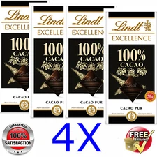 4x Lindt Excellence @ 100% PURE CACAO Chocolate Finest @ 4x 50g/1.75oz - 04/2026