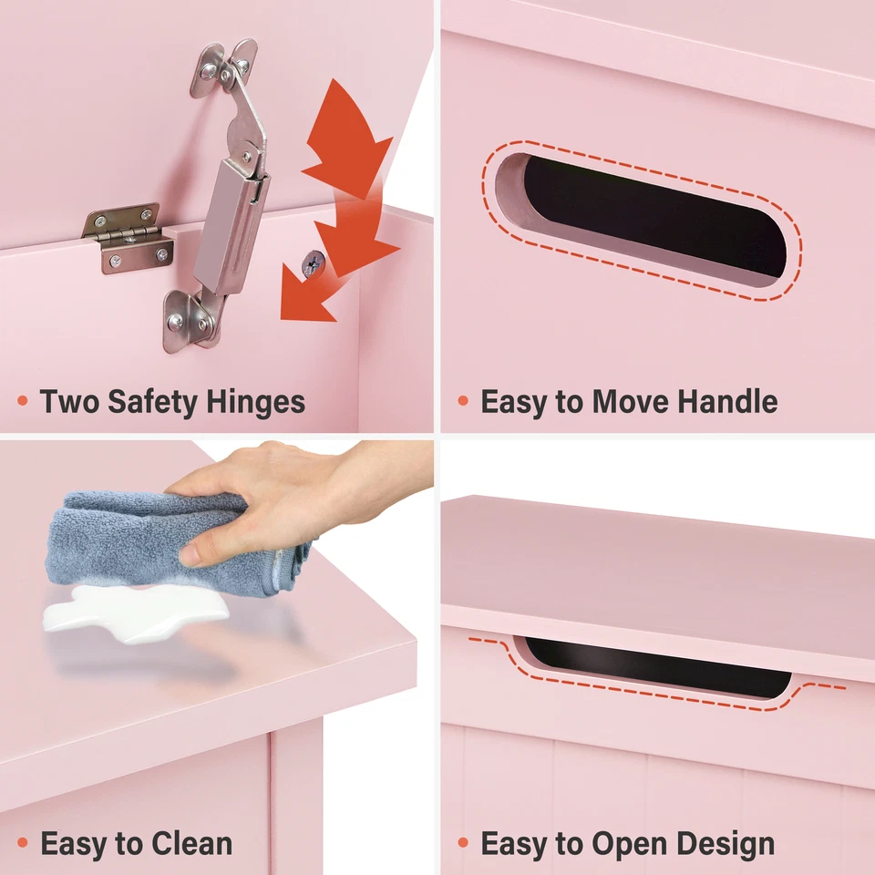 Caja de juguetes de madera rosa elevadora cofre de almacenamiento superior cubo de juguetes para niños dormitorio sala de estar Foto 3 de 4