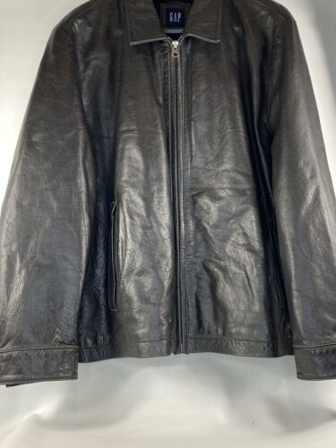 Gap Authentic Leather Men Motorcycle Jacket Size Lg.Biker Bomber Jacket ...