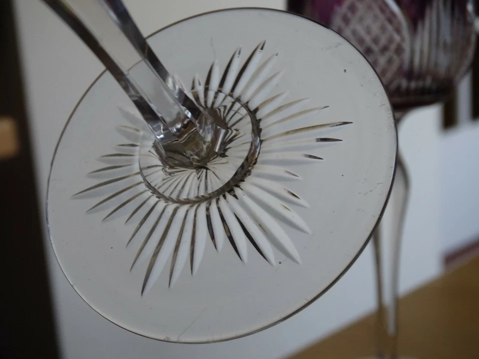 2 ANCIENS VERRES A VIN COULEUR ROEMER CRISTAL ROUGE AMETHYSTE BELLE QUALITE 19 c - Photo 4/4