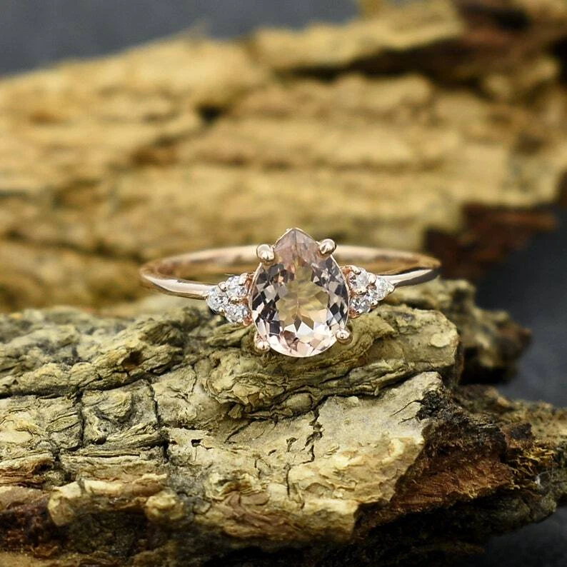 Anel de pino de turmalina natural e topázio branco ouro rosa 925 sólido 1,25 quilates - Imagem 4 de 4