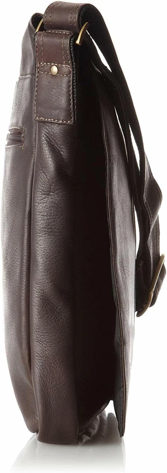 NUEVO CON ETIQUETAS David King & Co Vertical Unisex Cuero Suave Mensajero Tableta Bolso Café Marrón Foto 3 de 3