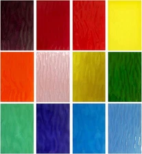 Stained Glass Sheets Pack 12 Pcs 6x4 in Cathedral Mixed Textures for Crafts