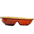 Vintage 1970s Hull Pottery Brown Drip Glaze Divided Serving Dish