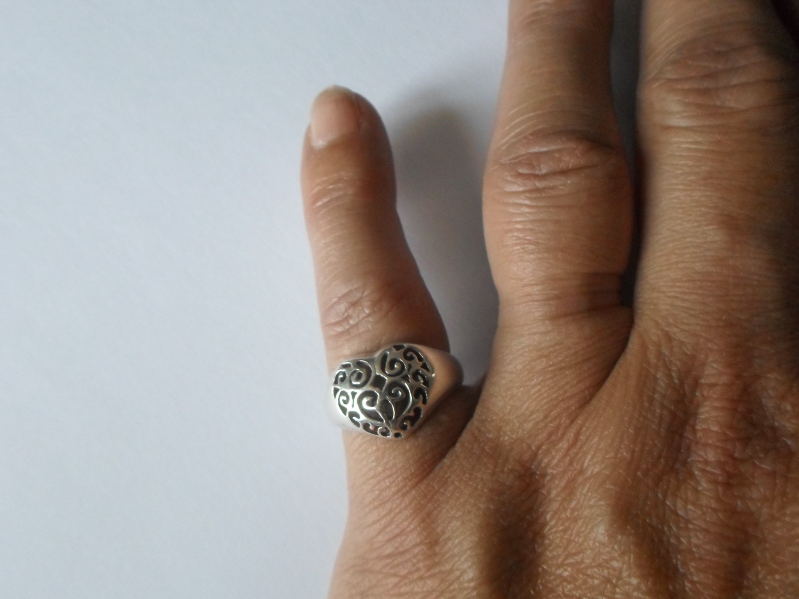solid silver ring, openwork dome, heart, size 54 - image 3