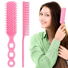 Pink Hair Brush Plastic Bristle Gentle Care Spa Salon 12 Pack 7.5 x 1.4 in