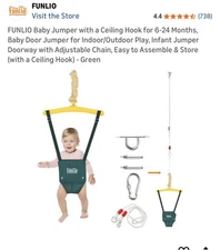 FUNLIO Baby Jumper with a Ceiling Hook for 6-24 Months, Baby Door Jumper for ...