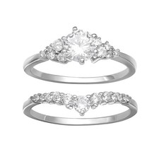 PRIMROSE Sterling Silver Cubic Zirconia Cluster Engagement Ring Set NEW NIB