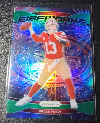 2024 Panini Prizm #2 Brock Purdy Fireworks Insert Green Prizm Parallel 49ers