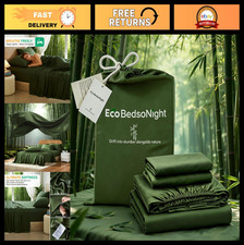 Soft Cooling Bamboo Sheets King Size Set, 100 Viscose, Deep Pocket 18" - Olive