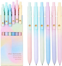 Gel Pens, 6 Pcs 0.5Mm Quick Dry Black Ink Pens Fine Point Smooth Writing Pens, C