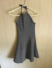 SO Black & White Striped Halter Fit & Flare Skater Dress Stretch Size S