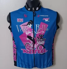Hincapie Women's XL Cyling Jersey Vest Sleeveless Full Zip Blue Black