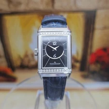 Jaeger-LeCoultre (JLC) Reverso Women's Blue Leather Strap Watch Diamond Q2668432