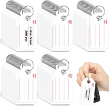500 Pcs Red Key Tags with Labels White Paper Key Tags with Rings 1.3x2.7 inch Ke