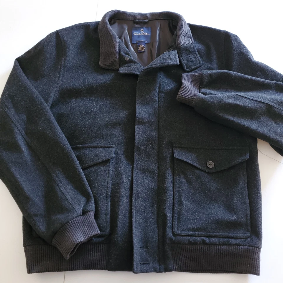 Brooks Brothers Loro Piana Storm System Mens Large Wool Blue Coat Zip - Image 2 of 4