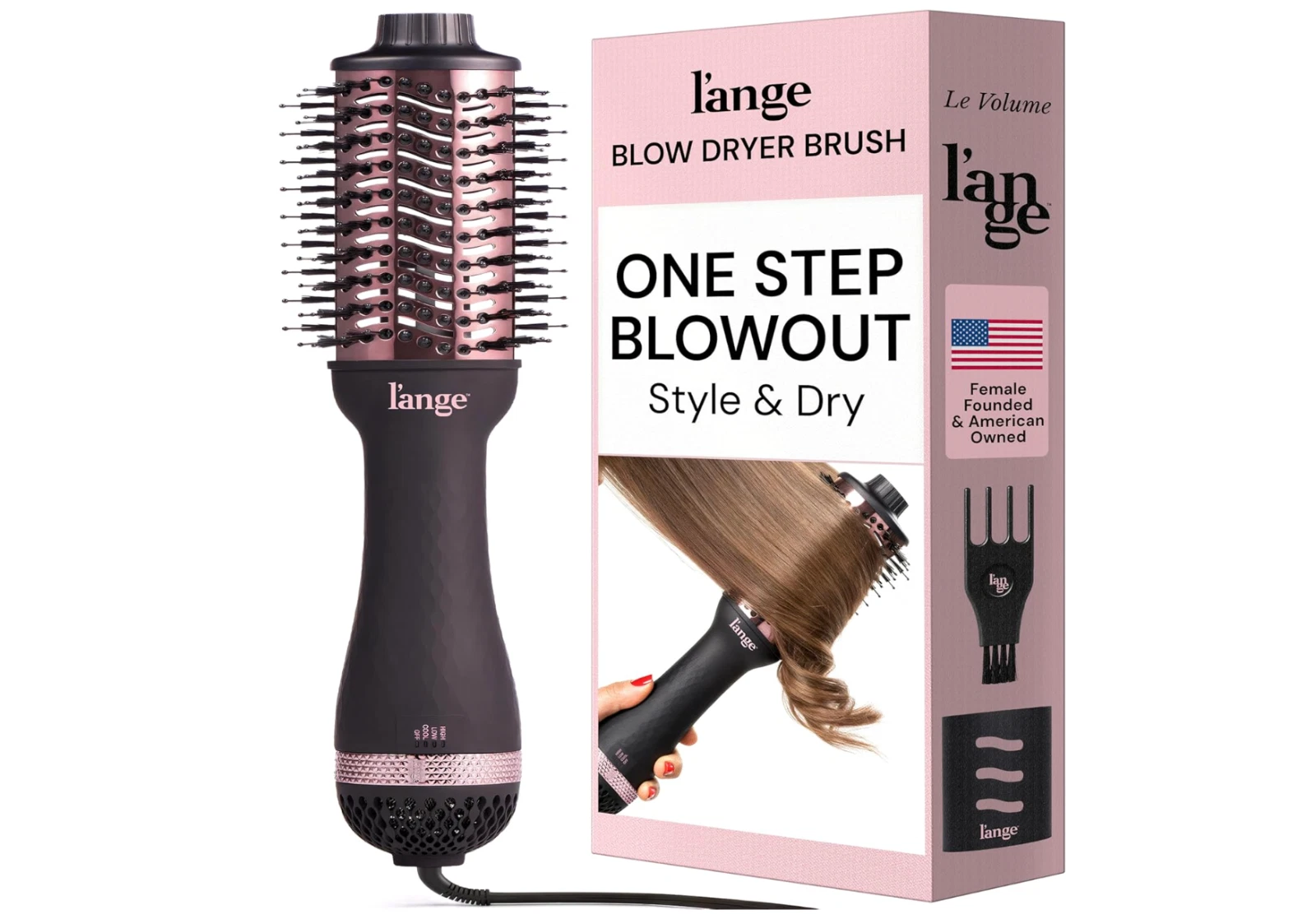 L'ANGE HAIR Le Volume 2-in-1 Hot Air Round Brush 75mm Black main view