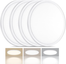 4 Pack LED Flush Mount Ceiling Light, 24W Ultra Thin Round White 3000k/4000k/650