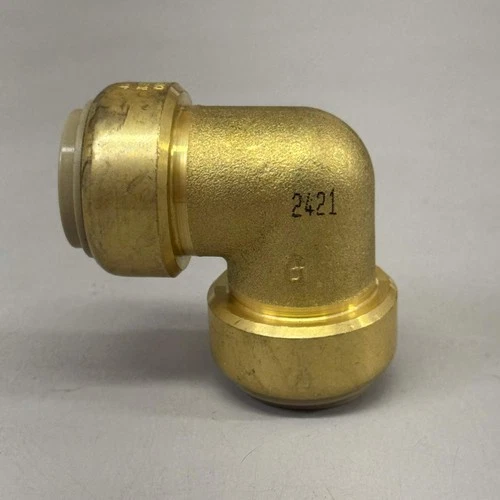 JONES STEPHENS Plumbite 90 Elbow Push On 3/4"x3/4" Brass C77426LF - Picture 1 of 8