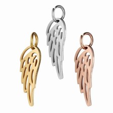 Double-Sided Angel Wing Charms 0.79 x 0.24 in, Stainless Steel Plated Pendants