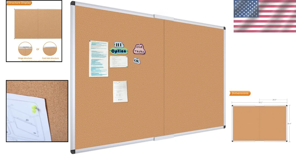 Elegante tablón de anuncios de corcho con marco plateado Foto 2 de 4