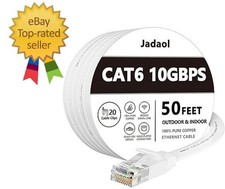 Cat 6 Ethernet Cable 50 Ft, Outdoor  Indoor 10Gbps Support Cat8 Cat7 Network, F