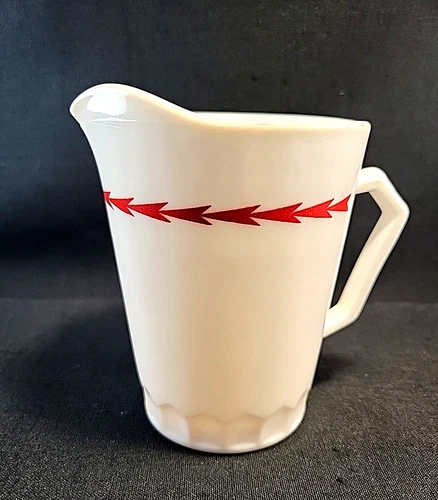 Hazel Atlas Milk Glass Open Creamer Red Arrow Vintage 10 oz