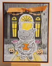 Stampin Up SPOOKY SWEET DSP * HAPPY HALLOWEEN * CARD KIT- Makes 4- CUTE HIPPO!