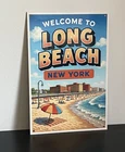 Long Beach New York￼Vintage Postcard Style Metal Sign Advertising