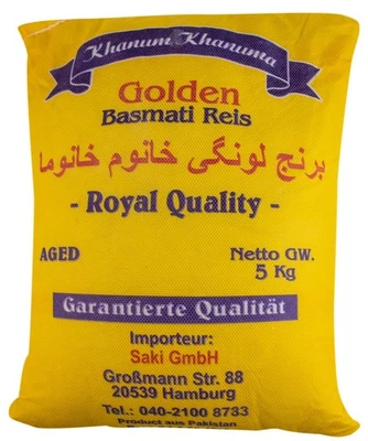 SAKI Golden Basmatireis Lawangi 5Kg Riso Rice Riz Ris Polo Cucina Afgana