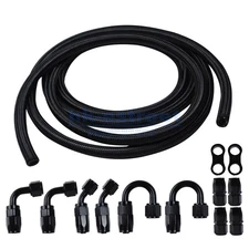 6AN Fuel Line Kit Nylon AN6 Braided Fuel Hose Fitting Kit CPE 10FT Black
