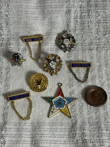 Vintage Masonic Eastern Star Order 25 50 Year Pin Award Pendant Stamped Penny