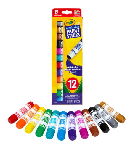 Quick Dry Paint Sticks, Assorted Colors, Washable Paint Set for Kids, 12 Count