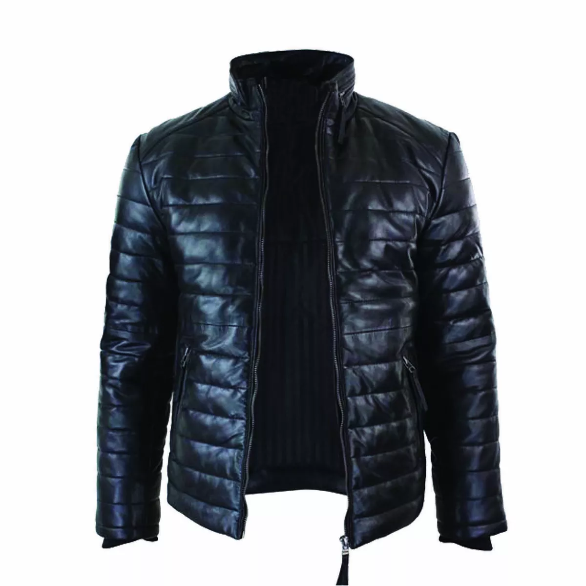 Leather quilted outlet jacket mens