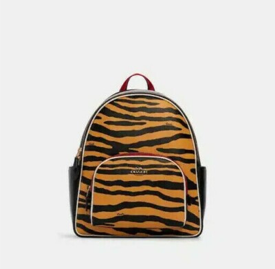 Coach Court Leather Canvas Backpack Lunar Year Tiger Print  display picture 2