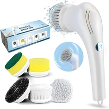 5-in-1 Electric Cleaning Brush Handheld Kitchen Cleaner Cordless Spin Scrubber