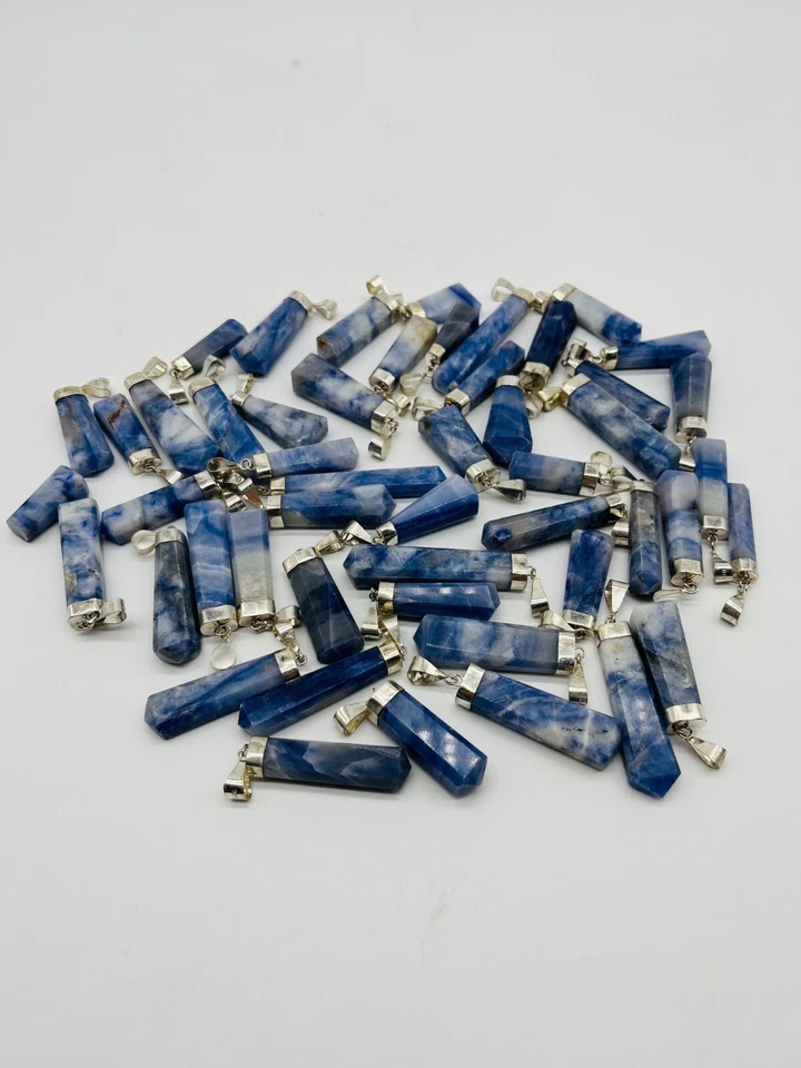 Afghanit a Punta Perno Ciondolo IN Argento Prese 3-4cm Pietra Preziosa Chakra - Immagine 3 di 3