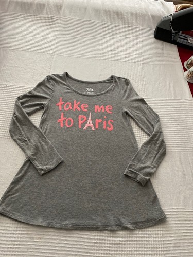 JUSTICE GIRLS GRAY TAKE ME TO PARIS LONG SLEEVE SHIRTSIZE 7 Girls - Picture 2 of 5