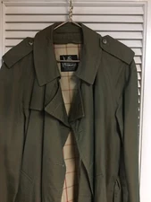 British LEEFORD TRENCH COAT MADE IN ENGLAND w/WOOL LINING Nova check 42 Long