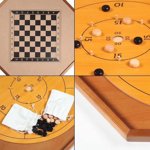 Crokinole & Checkers 27 pulgadas clásico Crokinole juego de mesa 22" superficie de juego - Imagen 7 de 11