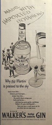 Hiram Walker's Distilled London Dry Gin Sky Writing Vintage Print Ad 1949