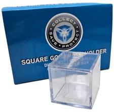 (Box of 6) CSP Square Golf Ball Holder - Mini Cube Display Case Extra Clear