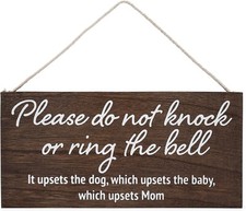 Baby sleeping sign for front door - Please do not knock or ring the bell, it