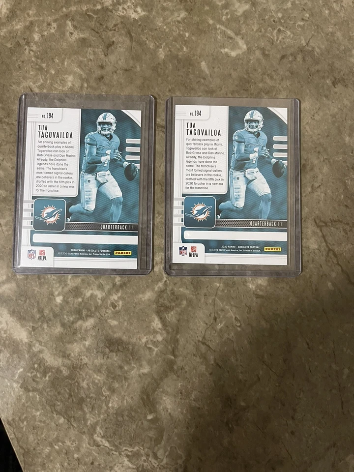 TUA TAGOVAILOA 2020 Panini Absolute Football RC 2 CARD LOT Rookie MINT Invest $ - Image 2 of 2
