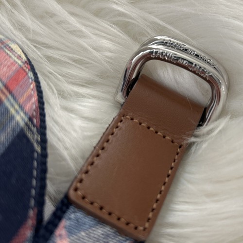 Janie and Jack Boys 10-12 Plaid Belt Pink Navy Brown - Picture 2 of 5