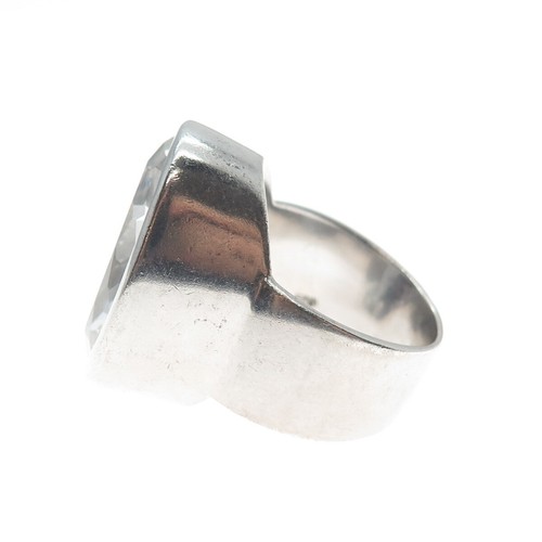 925 Sterling Silver Vintage Real Oval-Cut Clear Quartz Ring Size 7.25 - Picture 6 of 8