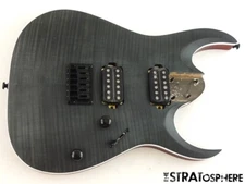 Ibanez RGA42FM LOADED BODY Flamed Maple Top Bound Transparent Gray Flat.