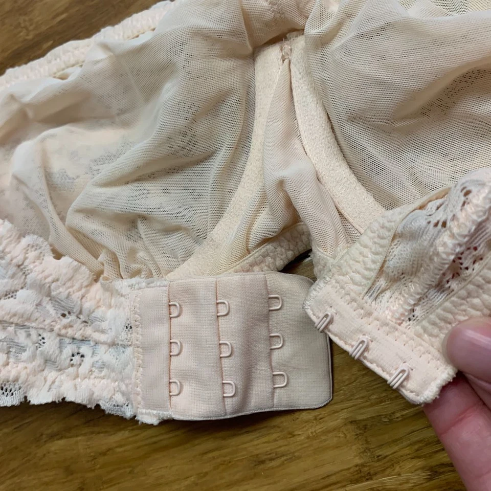 Sujetador Aerie para mujer 36D rosa floral encaje bandeau bralette sin tirantes con aros Foto 4 de 4