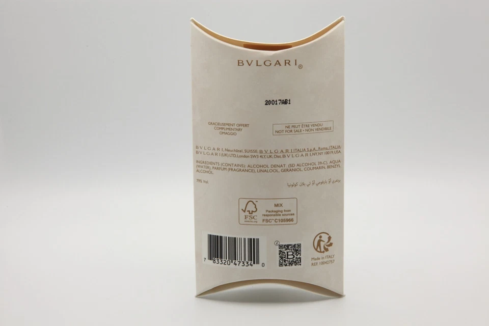 BVLGARI au thé Blanc (Chá Branco) Eau de Cologne - 0,34 Fl oz/10 ml NOVO - Imagem 2 de 2